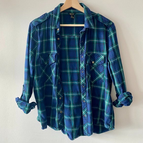 Navy Blue / Green Flannel - Picture 1 of 2